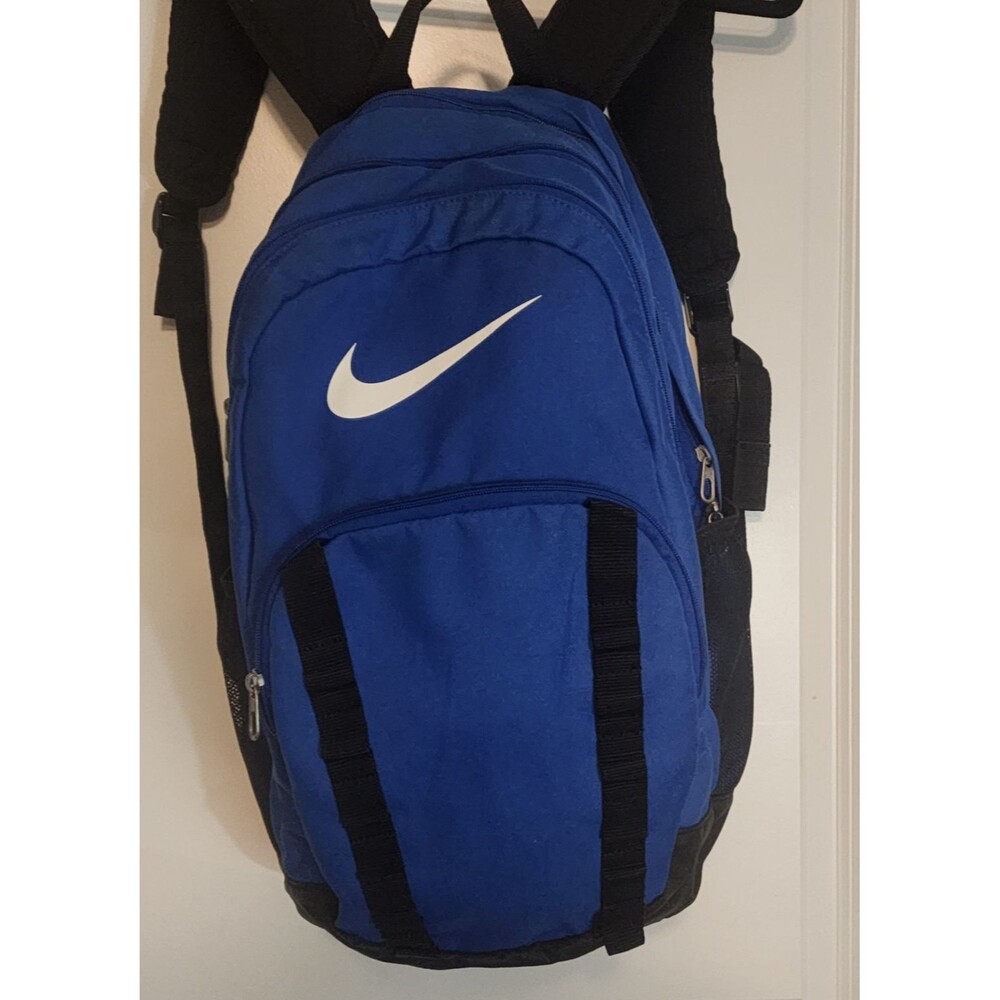 Nike Blue Backpack Multi‑Pocket School Travel Bag Black Straps Durable Unisex
